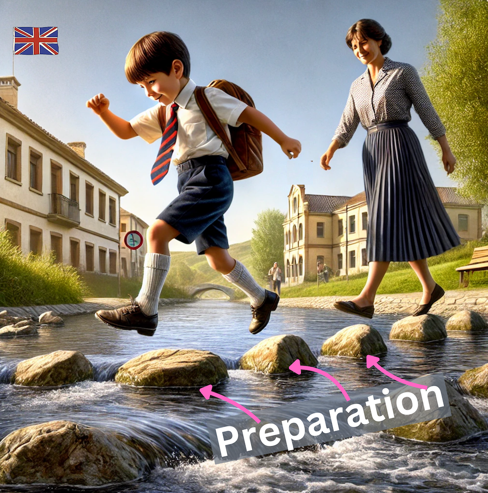 Crossing stream with early years pad preparartion Crossing stream with early years pad preparartion