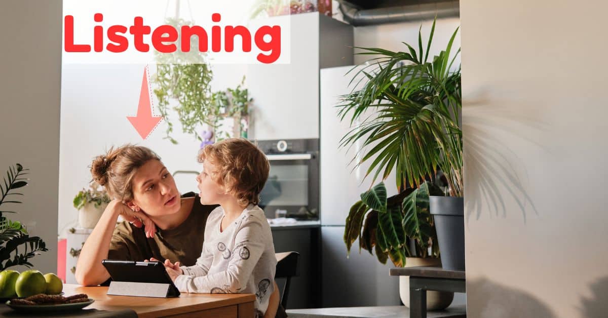 parent listening to child to help build vocabulary